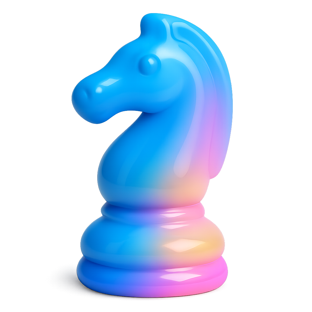 3D Illustration einer Springer-Schachfigur
